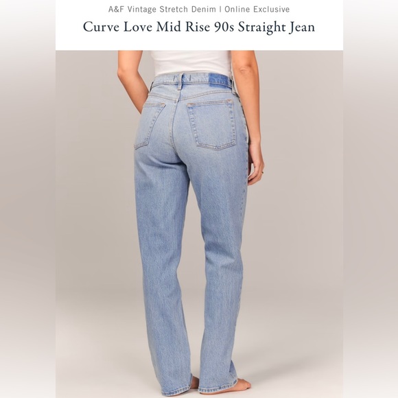 NWOT Abercrombie Curve Love Mid Rise 90s Straight Jean Size 27 X- Short - Picture 2 of 7